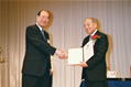 Presentation to Dr. Hideo Aiso by the Foundation President, Mr. Sasaki